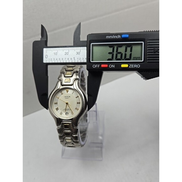 Croton Unisex Quartz 36mm Two Tone 23K Gold Plated Watch Date New Battery Japan - Picture 5 of 11